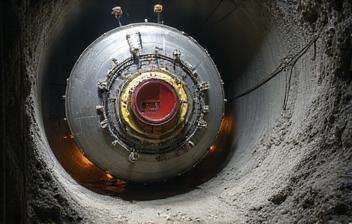 Tunnel boring machine inside a newly excavated tunnel